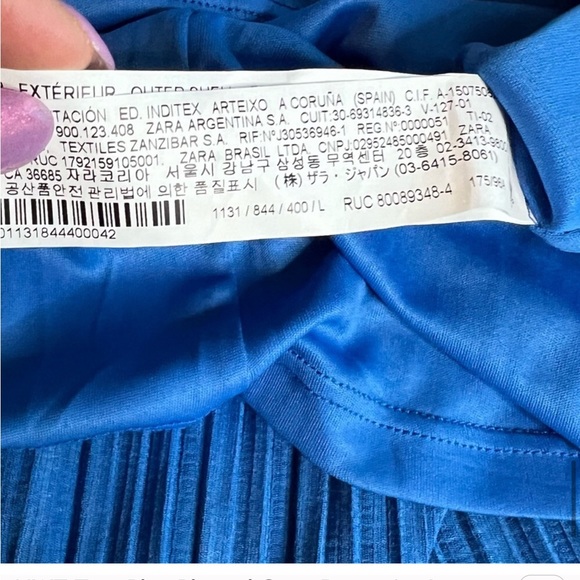 NWT Zara Blue Pleated Cape Dress size Small - Picture 9 of 10